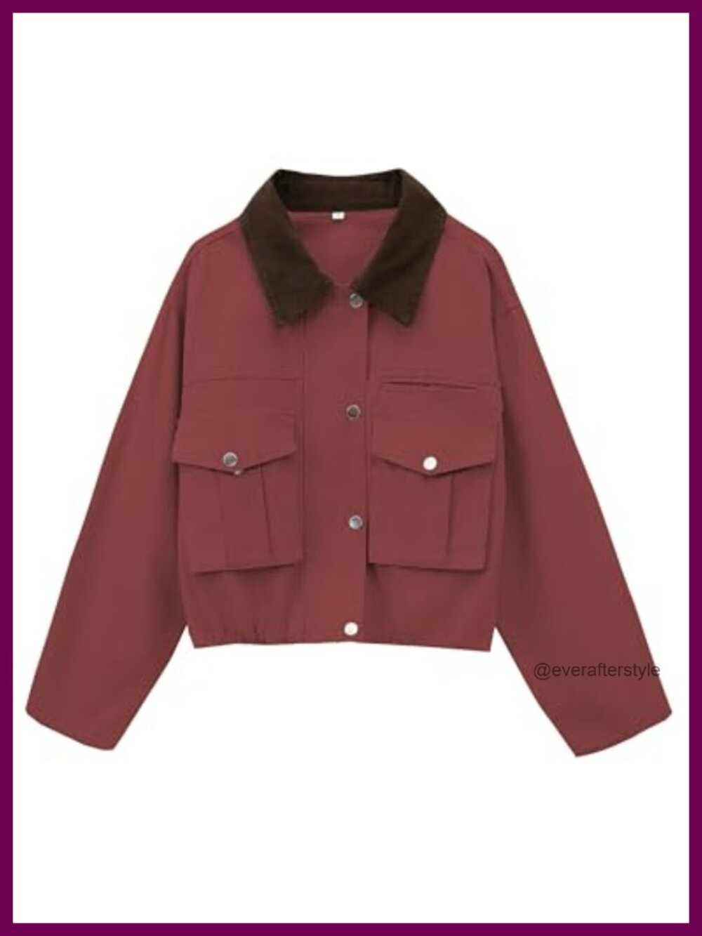 Women's Cropped Cotton Jacket Contrast Collar Button Front Casual